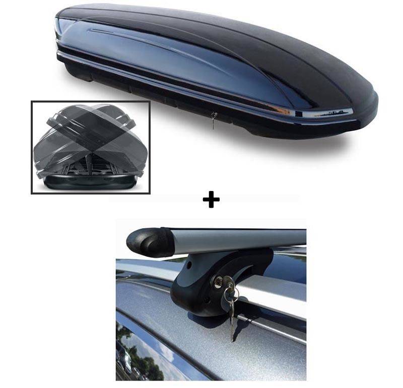 Dachbox VDP-MAA580 DUO Relingträger Alu kompatibel mit für Skoda Fabia Kombi 5J ab 08 abschließbar