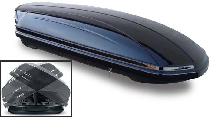 Dachbox VDPMAA580 580 Liter Duo beidseitig aufklappbar abschließbar + Dachträger VDP Delta kompatibel mit für VW Golf VII (5G) (5 Türer) 2012-2019