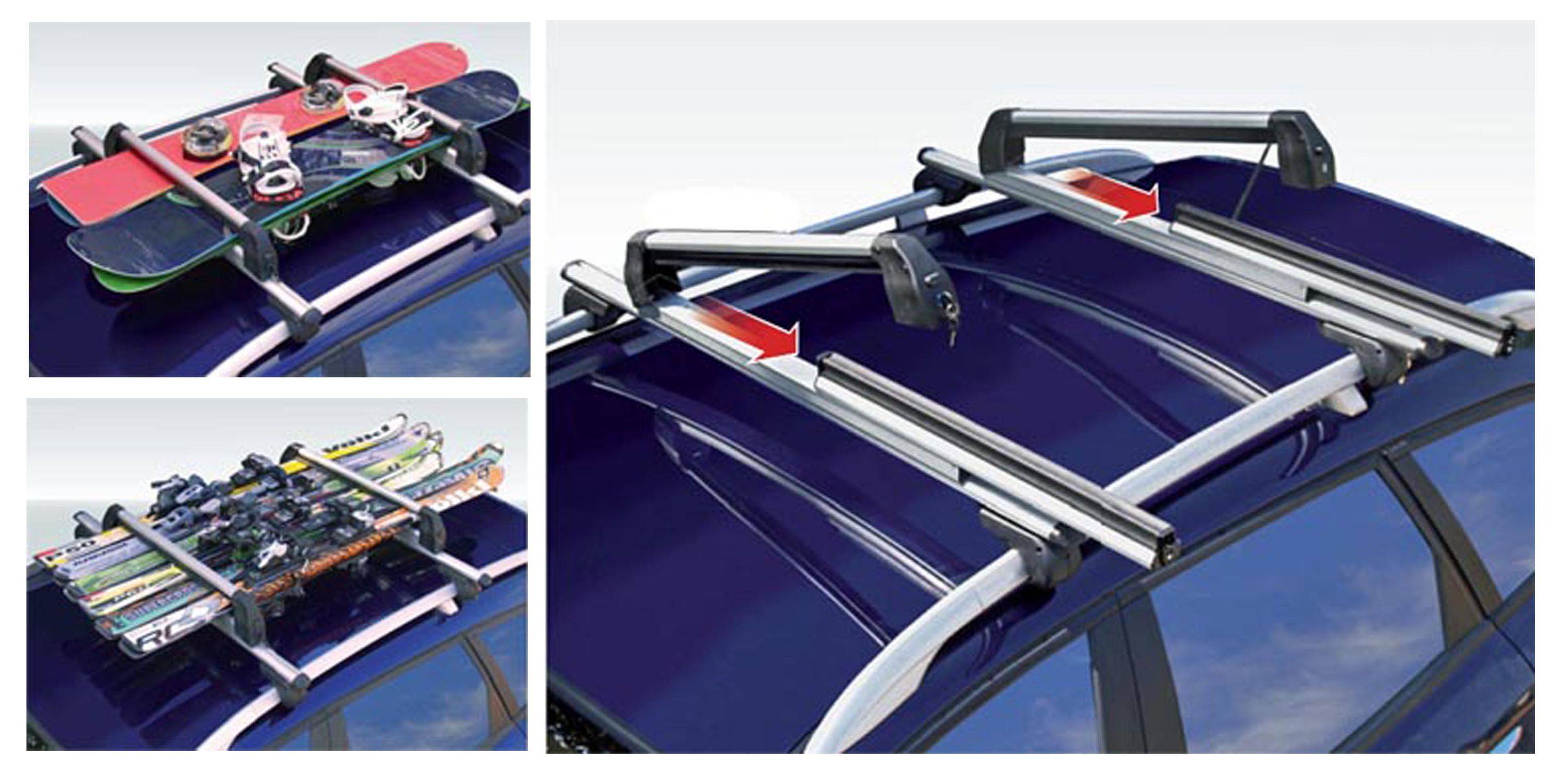 Skiträger Silver Ice ausziehbar + Alu Dachträger RB003 kompatibel mit für Fiat Panda III (5Türer) ab 2012