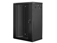 Lanberg WF01-6418-10B - Wandmontiertes Regal - 18U - 60 kg - Sperrschloss - Ablageschienen - Verbessertes Kabelmanageme
