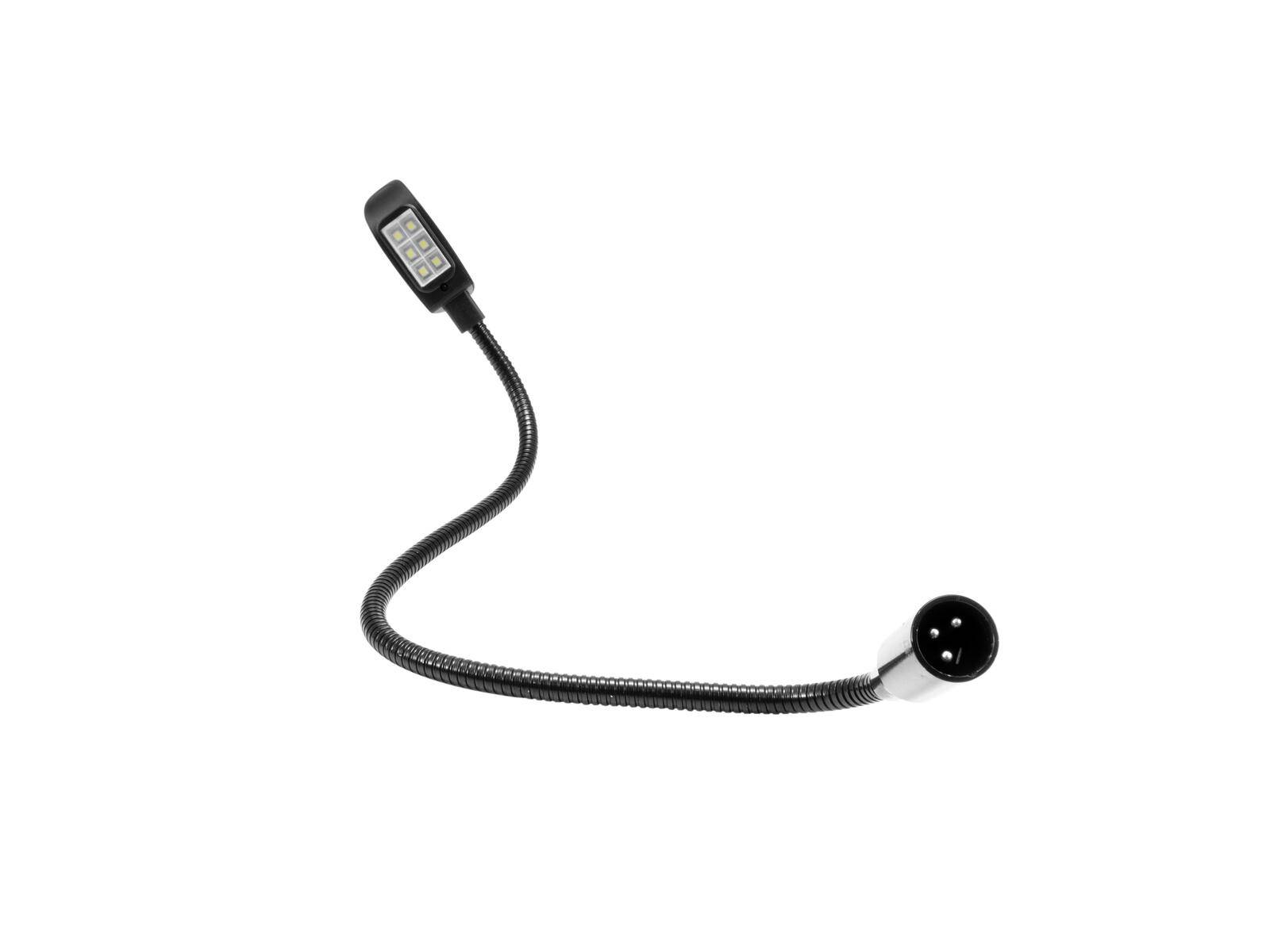 Ein flexibler Schwanenhals-Mikrofon mit einer schwarzen Basis und Tastatursteuerungen am Griff, der für Audioeingaben in Kommunikationsgeräten verwendet wird.