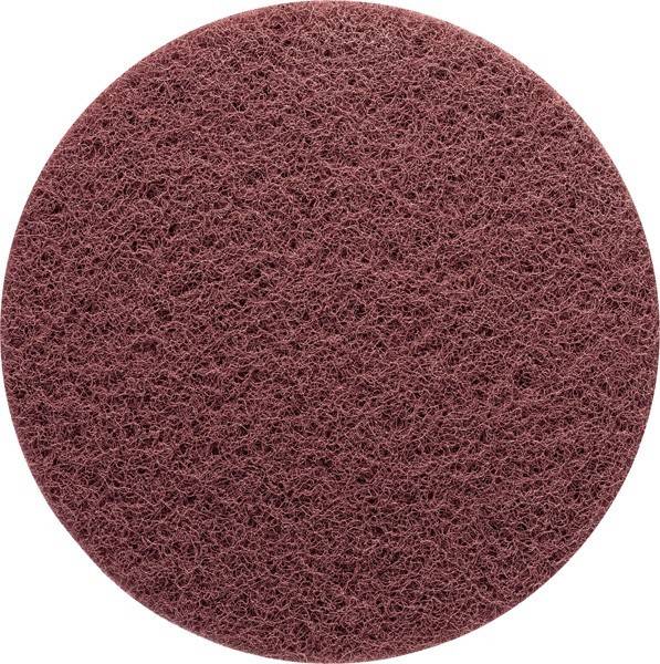 Ein rundes, strukturiertes Schleifpad mit grober Oberfläche, das zum Reinigen oder Polieren verwendet wird.