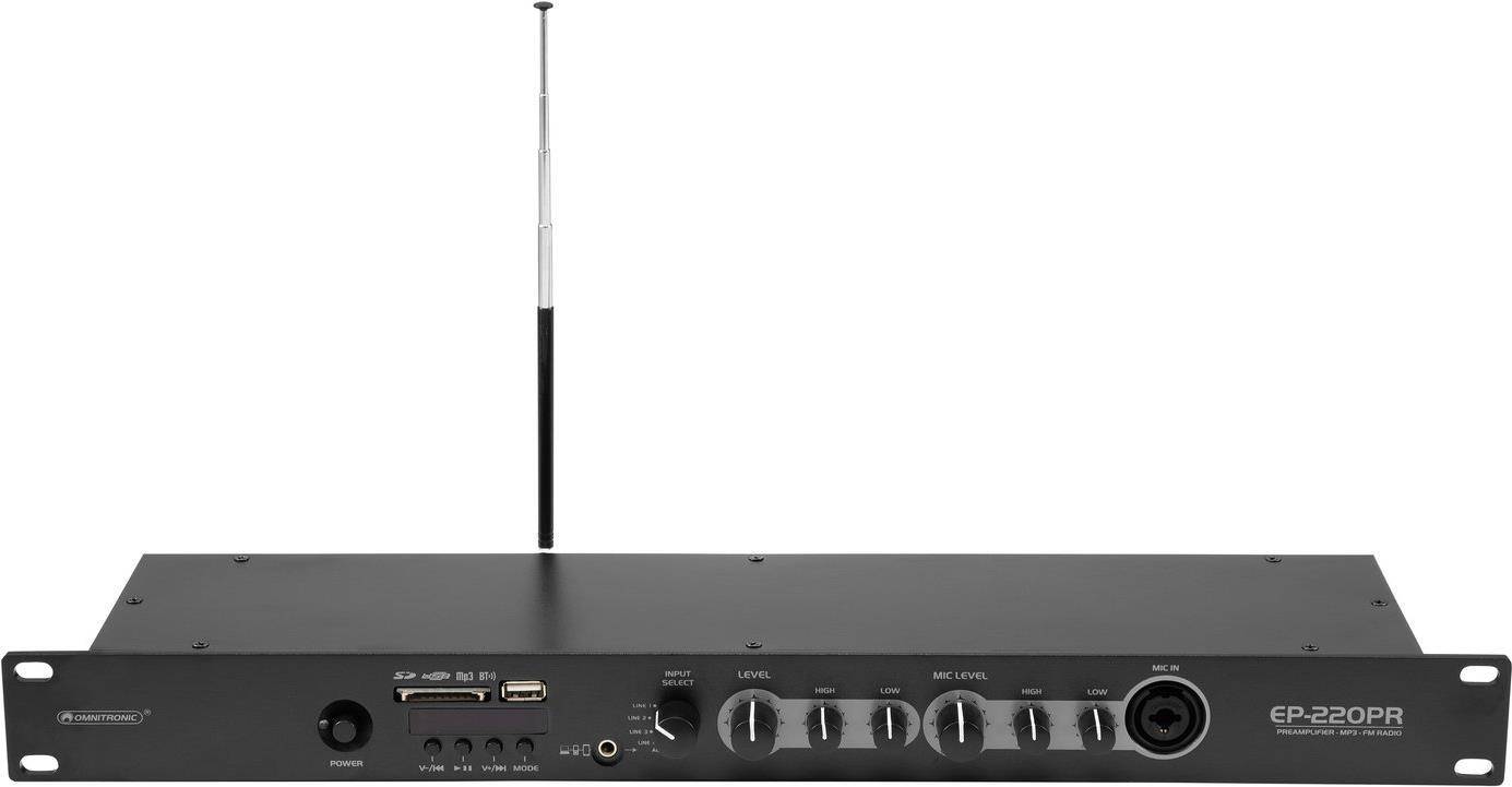 OMNITRONIC EP-220PR Vorverstärker mit MP3-Player und FM-Radio (10007074)