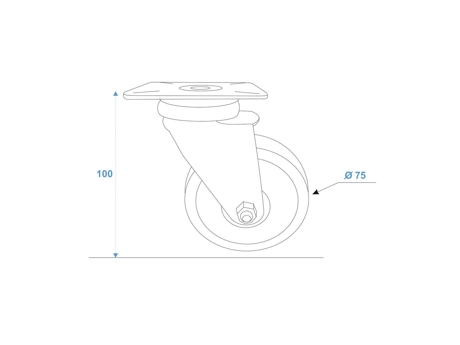 ROADINGER Lenkrolle 75mm grau