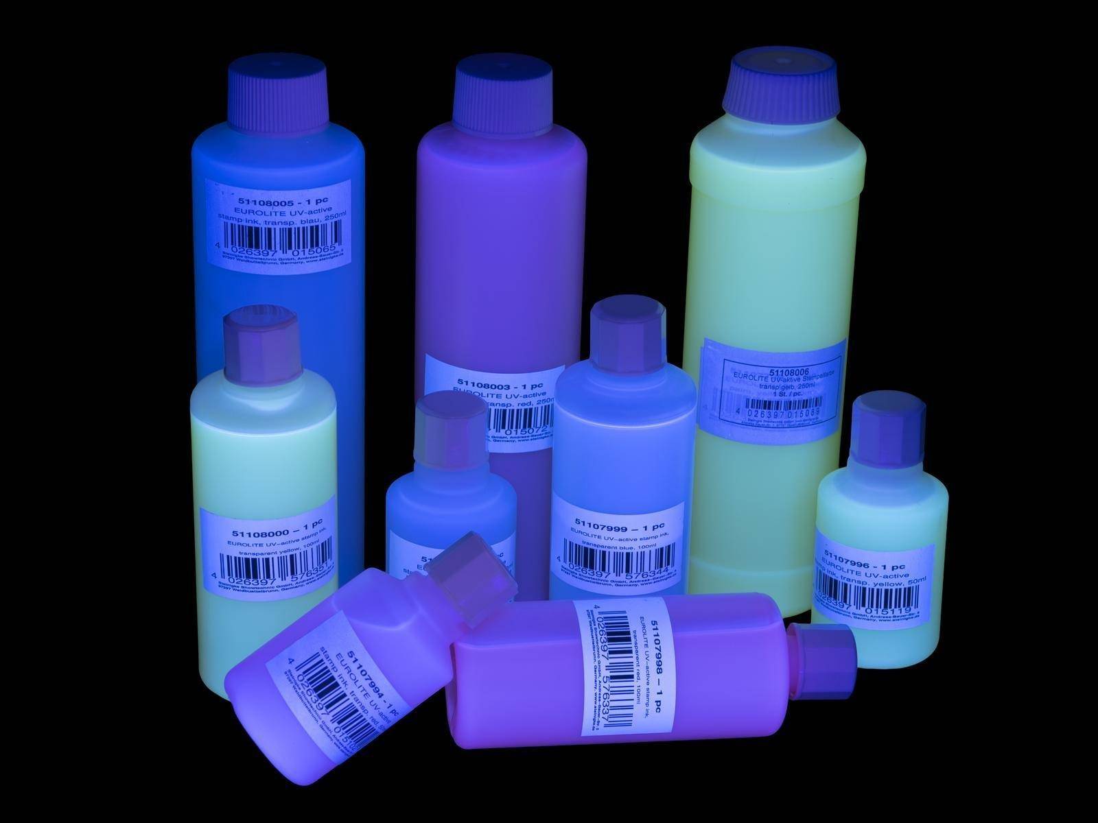 Eurolite Schwarzlicht-, UV- Leuchtfarben UV-aktive Stempelfarbe, transp.blau,250ml 51108005 Transparent-Blau 1 St