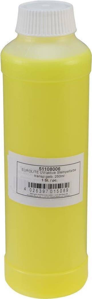 Eurolite Schwarzlicht-, UV- Leuchtfarben UV-aktive Stempelfarbe, transp.gelb,250ml 51108006 Transparent-Gelb 1 St