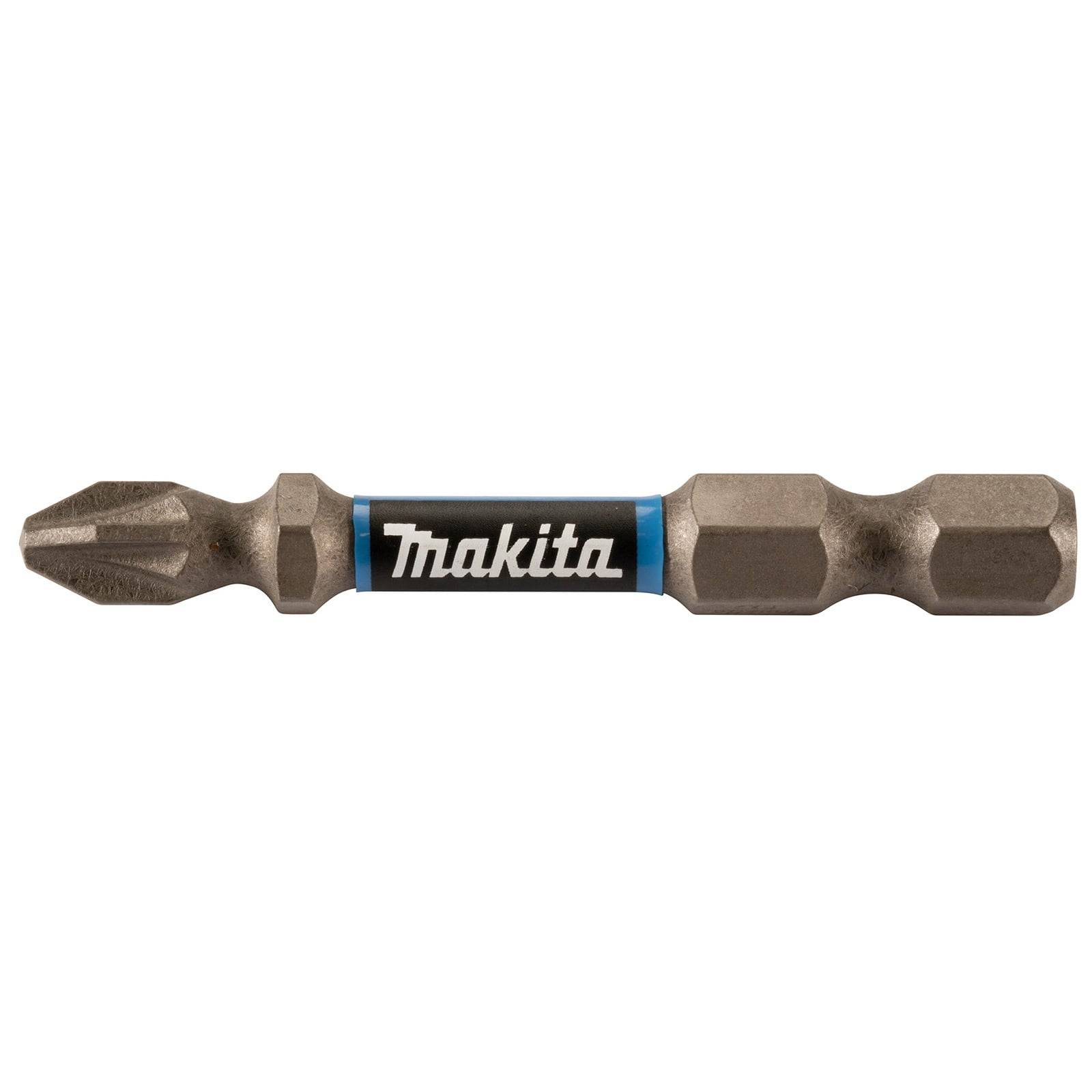 Ein Makita Schrauberbit mit sechseckiger Form und Phillips-Spitze, entwickelt für den Einsatz mit Bohrmaschinen und Schraubern.
