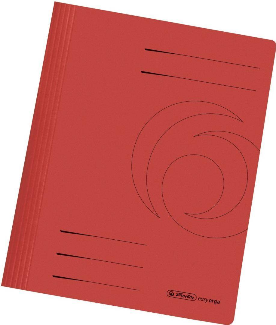 herlitz Schnellhefter easyorga, DIN A4, Manilakarton, rot 240 g-qm, gebrauchsfertig gefaltet, Metelldeckleiste,