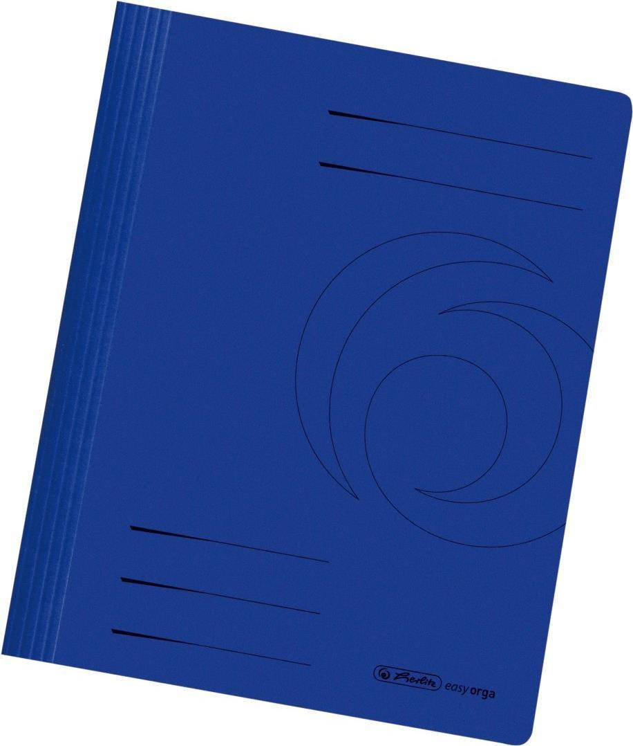 herlitz Schnellhefter easyorga, DIN A4, Manilakarton, blau dunkelblau, 240 g-qm, gebrauchsfertig gefaltet, Metelldeck-