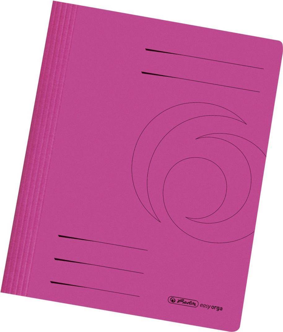 herlitz Schnellhefter easyorga, DIN A4, Manilakarton, pink 240 g-qm, gebrauchsfertig gefaltet, Metelldeckleiste,