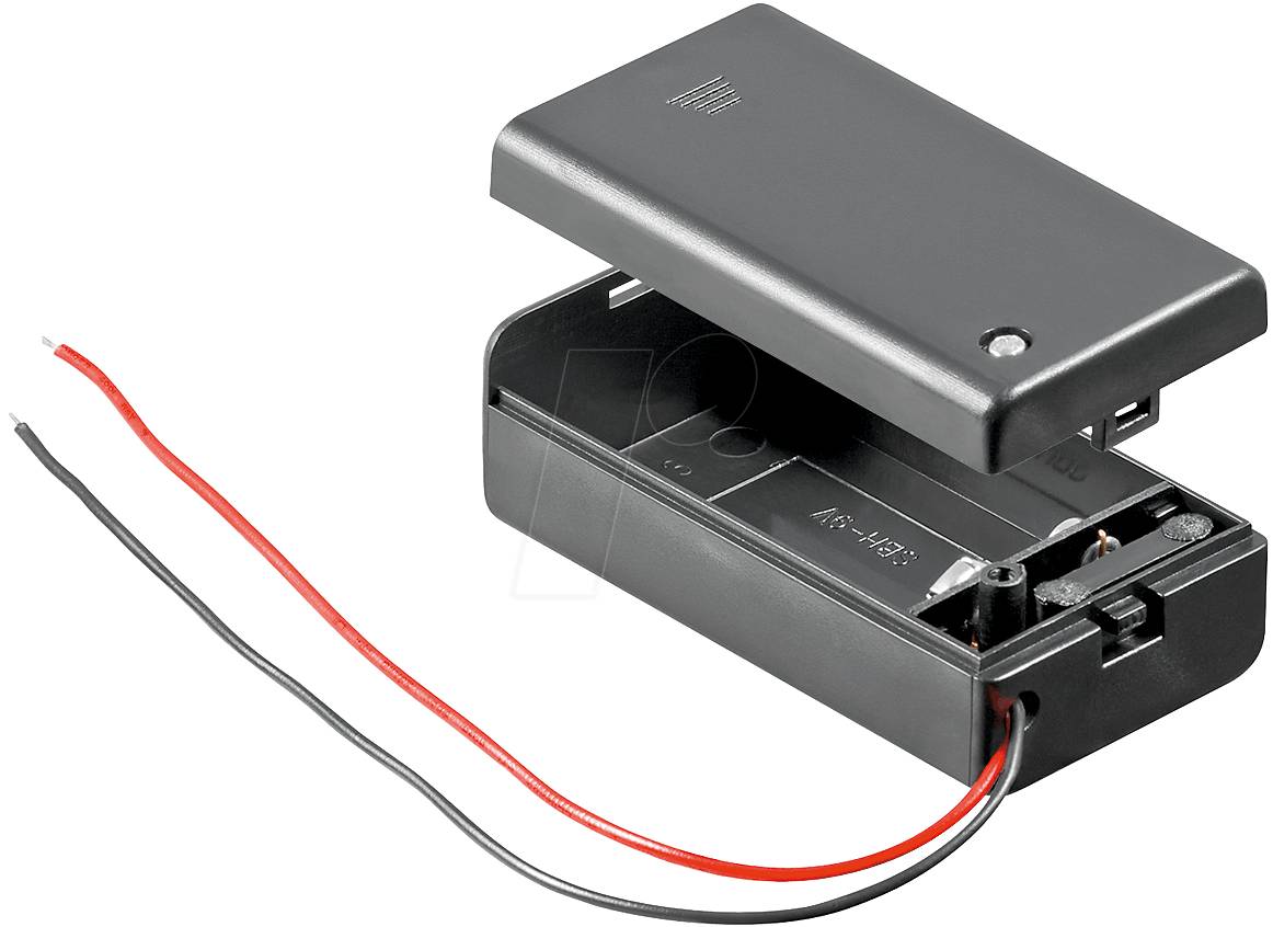 Wentronic Goobay 1x 9V Block Batteriehalter, Schwarz