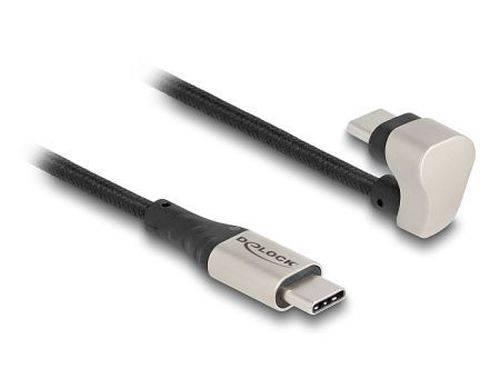DeLOCK USB 2.0 Kabel, 60 Watt, USB St. C gerade / USB St. C 180° abgewinkelt, schwarz, 1,0 m