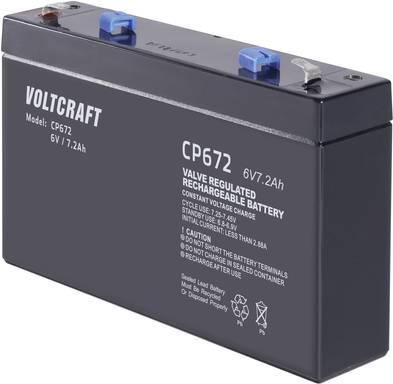 VOLTCRAFT CE6V/7Ah VC-12713945 Bleiakku 6 V 7.2 Ah Blei-Vlies (AGM) (B x H x T) 151 x 100 x 34 mm Flachstecker 4.8 mm
