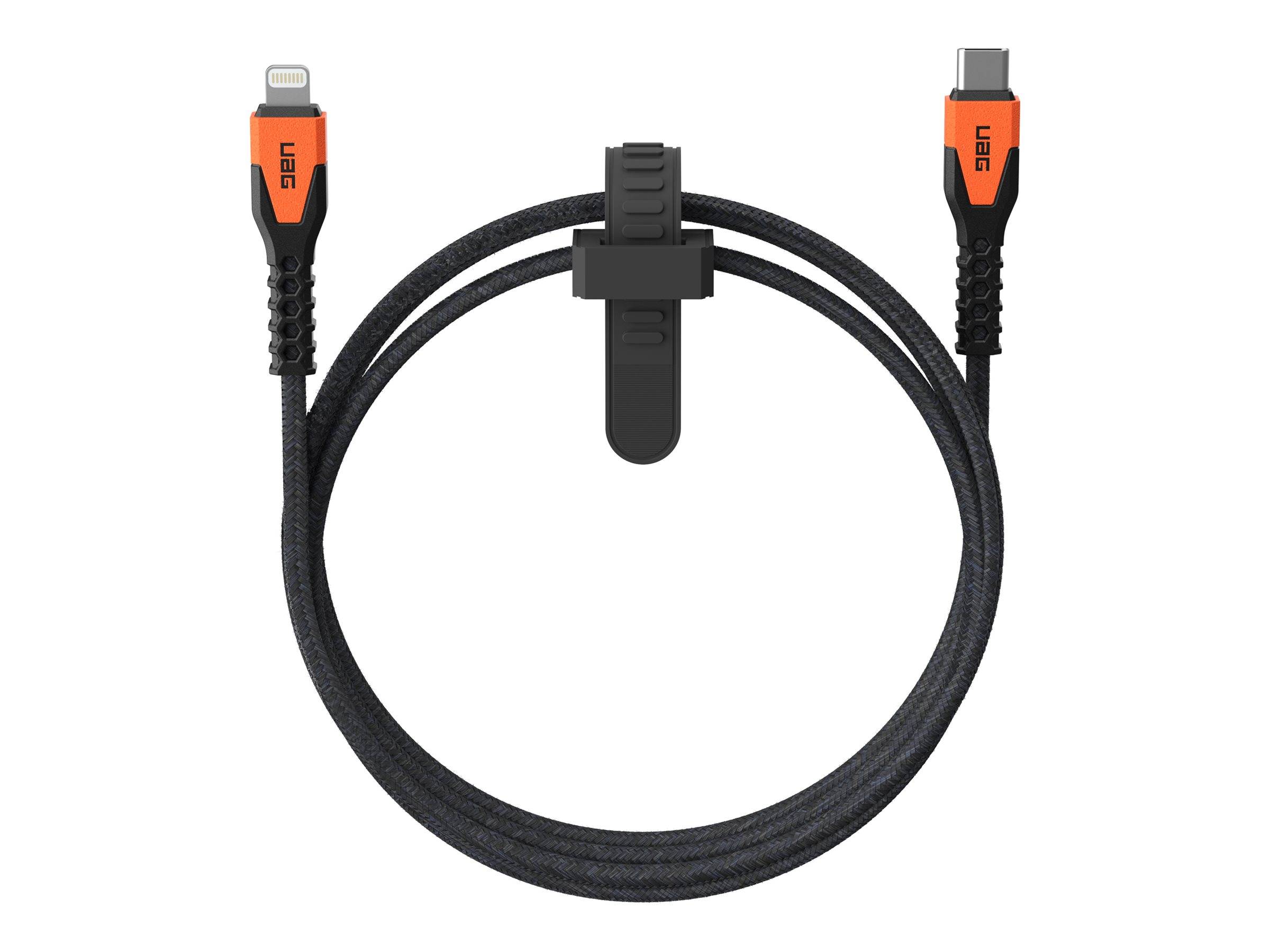 Urban Armor Gear UAG Rugged Charging Cable USB-C to Lightning 5ft- Black/Orange