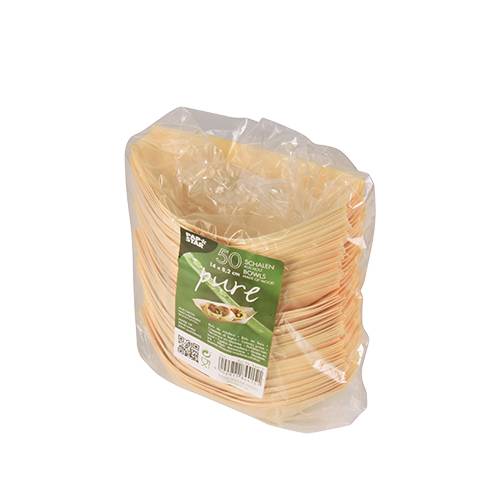 50 Fingerfood - Schalen, Holz "pure" 14 cm x 8,2 cm "Schiffchen". Material: Holz. Farbe: natur