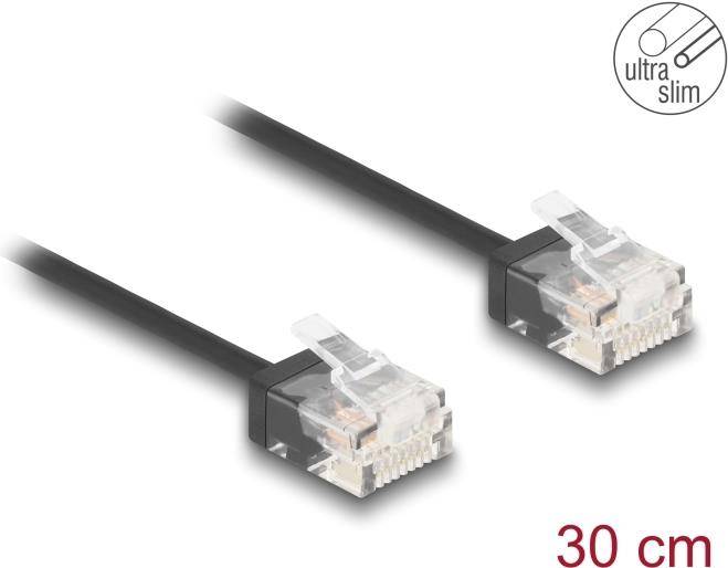 Delock RJ45 Netzwerkkabel Cat.6 UTP Ultra Slim 0.3 m schwarz mit kurzen - Netzwe
