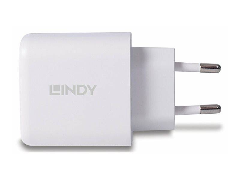 Lindy - Netzteil - GaN - 65 Watt - 3 A - PD/PPS, PD 3.0 - 2 Ausgabeanschlussstellen (24 pin USB-C, USB)