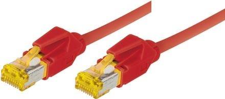 Patchkabel S/FTP, PiMF, Cat 6a, rot, 15,0 m Für 10 Gigabit/s, halogenfrei, mit Draka-Kabel und Hirosesteckern TM31