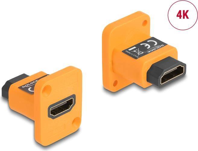 Delock HDMI-Adapter - HDMI weiblich D-Typ zu HDMI weiblich D-Typ - orange