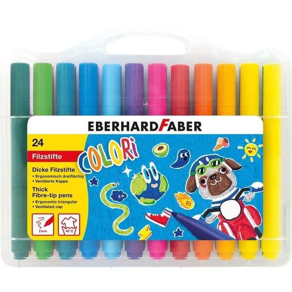 Faserschreiberetui Dicke Filzstifte Colori dreikant - 2 mm sortiert.