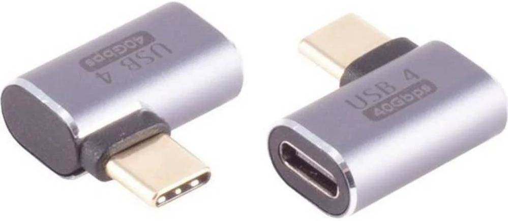 USB-C 90° Winkeladapter, 40 Gbps, Bidirektionale Datenübertragung, horizontal, links/rechts