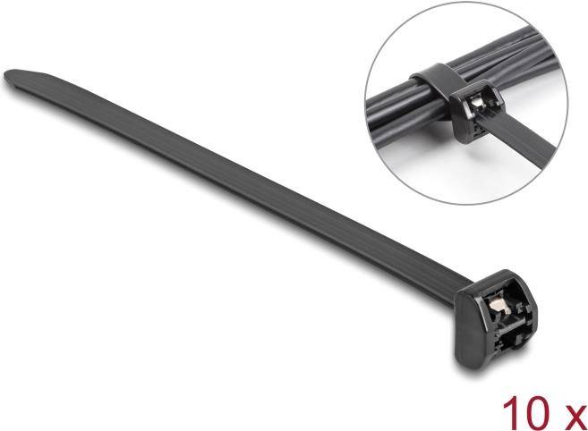 Delock Kabelbinder mit Metallzunge L 406 x B 12,7 mm 10 Stück schwarz (19728)
