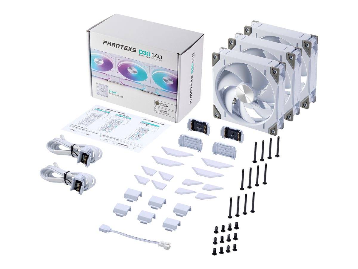 Phanteks D30 PWM Regular Airflow D-RGB Lüfter 3er Pack - 140mm weiß