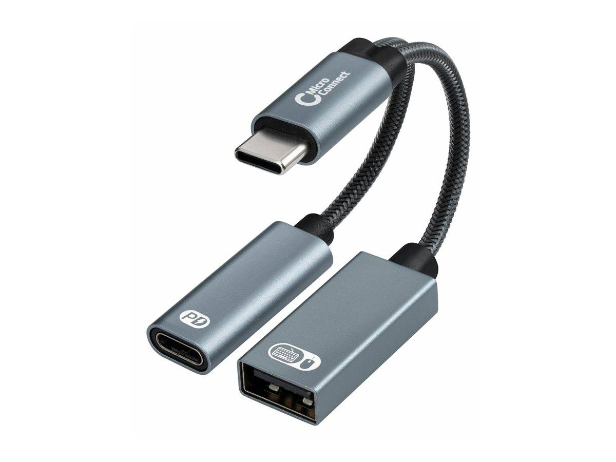 MicroConnect USB-Adapter - USB-C (M) zu USB Typ A, USB-C (PD)(W) - 20 V - 3 A -