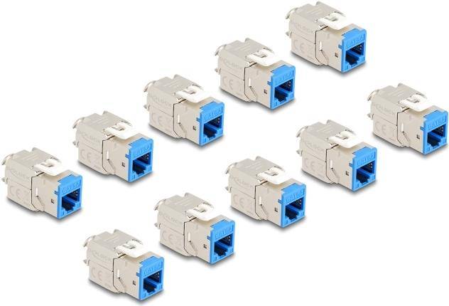 Delock Keystone Modul RJ45 Buchse zu LSA Cat.6A werkzeugfrei blau Set 10 Stück (88113)