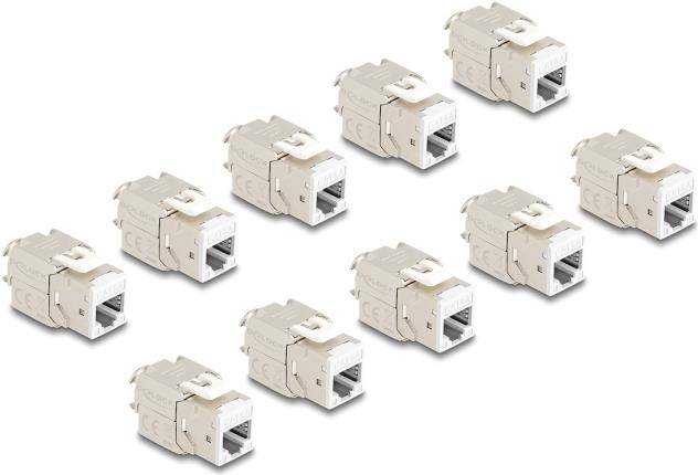 Delock Keystone Modul RJ45 Buchse zu LSA Cat.6A werkzeugfrei weiß Set 10 Stück (88119)