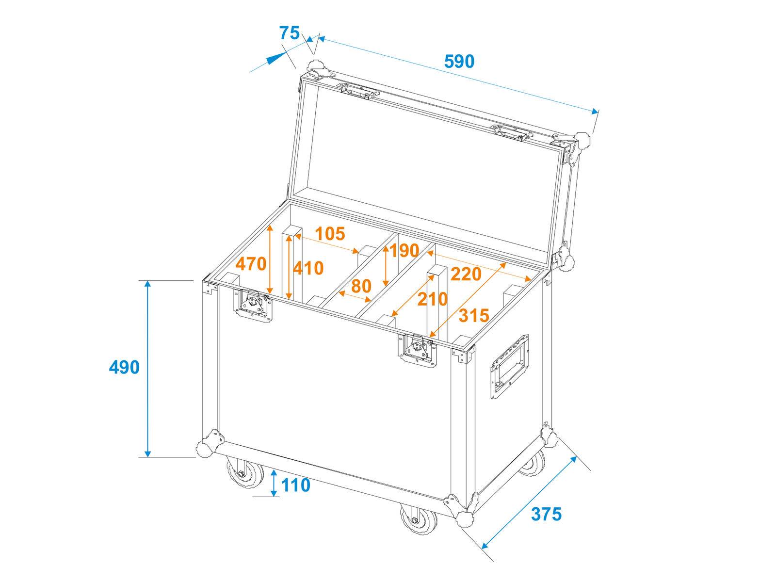 ROADINGER Flightcase 2x TMH XB-280