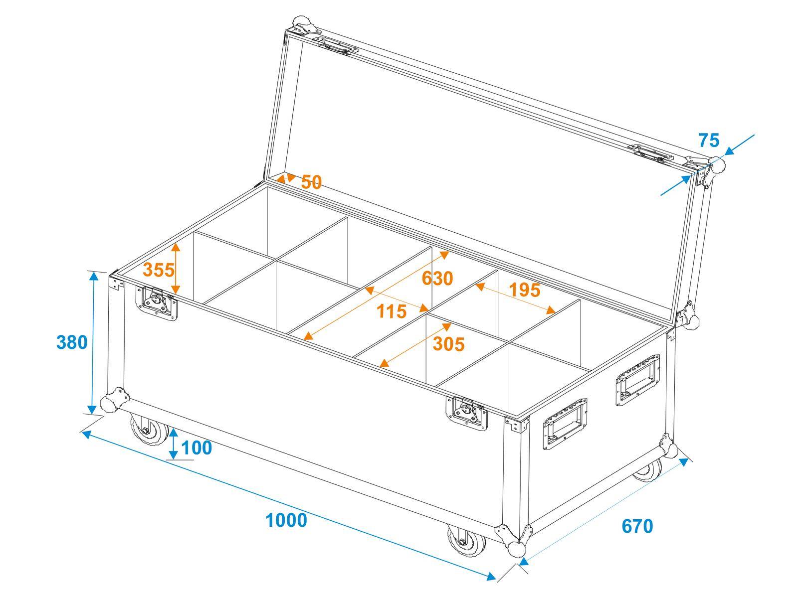 ROADINGER Flightcase 8x LED IP PAR 12x8W QCL/12x9W SQL Spot mit Rollen