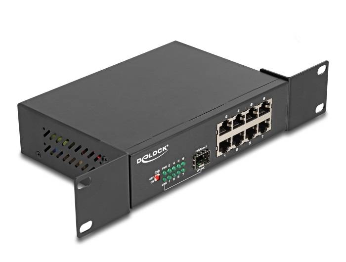Delock 10" Gigabit Ethernet Switch 8 Port+ 1 SFP - 1 Gbps - 8-Port