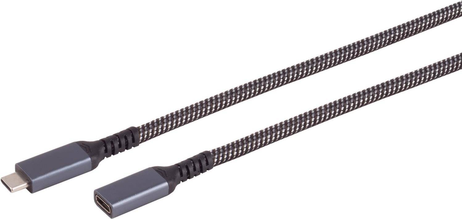 USB-C Verlängerungskabel, Gen 3.2, Textil, 10Gbps, 4K 60Hz, PD 100W - Länge: 0,5m - Ausrichtung: gerade