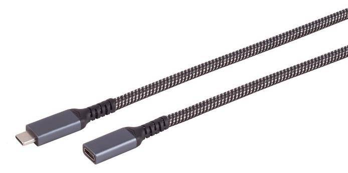 USB-C Verlängerungskabel, Gen 3.2, Textil, 10Gbps, 4K 60Hz, PD 100W - Länge: 1,5m - Ausrichtung: gerade