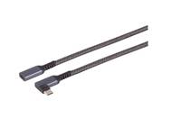 USB-C Verlängerungskabel, Gen 3.2, Textil, 10Gbps, 4K 60Hz, PD 100W - Länge: 0,5m - Ausrichtung: 90° Winkel