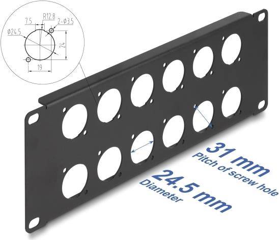 Delock Patchpanel (Blindblech) - D-Typ - Rack montierbar - Schwarz - 2U - 25.4 c