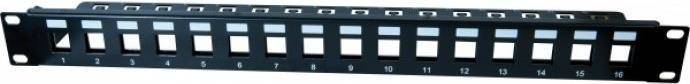 Modulträger für 16 Keystone -Anschlussbuchsen, 48,30cm (19''), 1 HE Zum Aufbau eines Patchfeldes mit bis zu 16 Ports