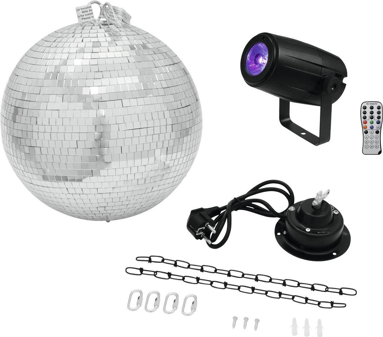 Eurolite LED Discokugel-Set mit Motor, mit LED-Beleuchtung 30 cm (20000562)
