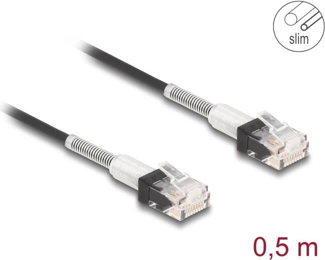 Delock 80388 - Patchkabel Cat.6A UTP Slim 0.5 m schwarz - Netzwerk - CAT 6a - CA