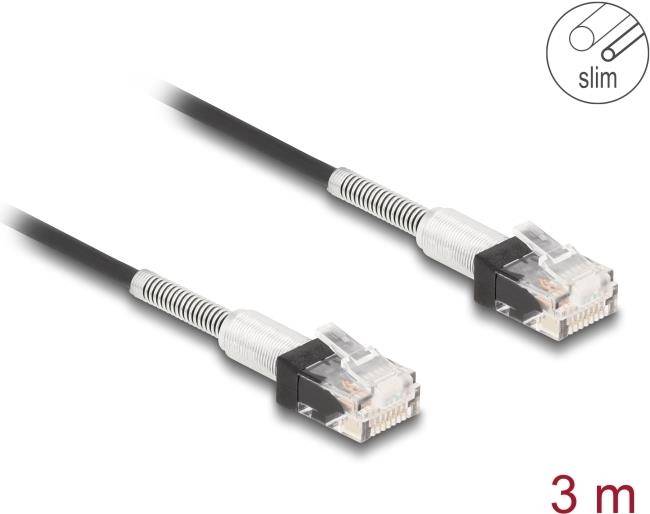 Delock 80391 - Patchkabel Cat.6A UTP Slim 3 m schwarz - Netzwerk - CAT 6a - CAT