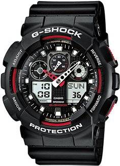 Casio Armbanduhr GA-100-1A4ER (B x H) 51.20 mm x 55 mm Schwarz, Rot Gehäusematerial=Kunstharz Material