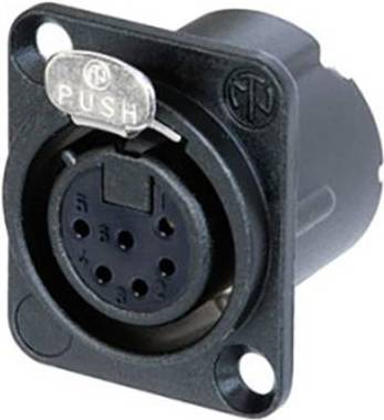 Neutrik XLR-Steckverbinder Flanschbuchse, Kontakte gerade Polzahl: 6 Schwarz 1 St