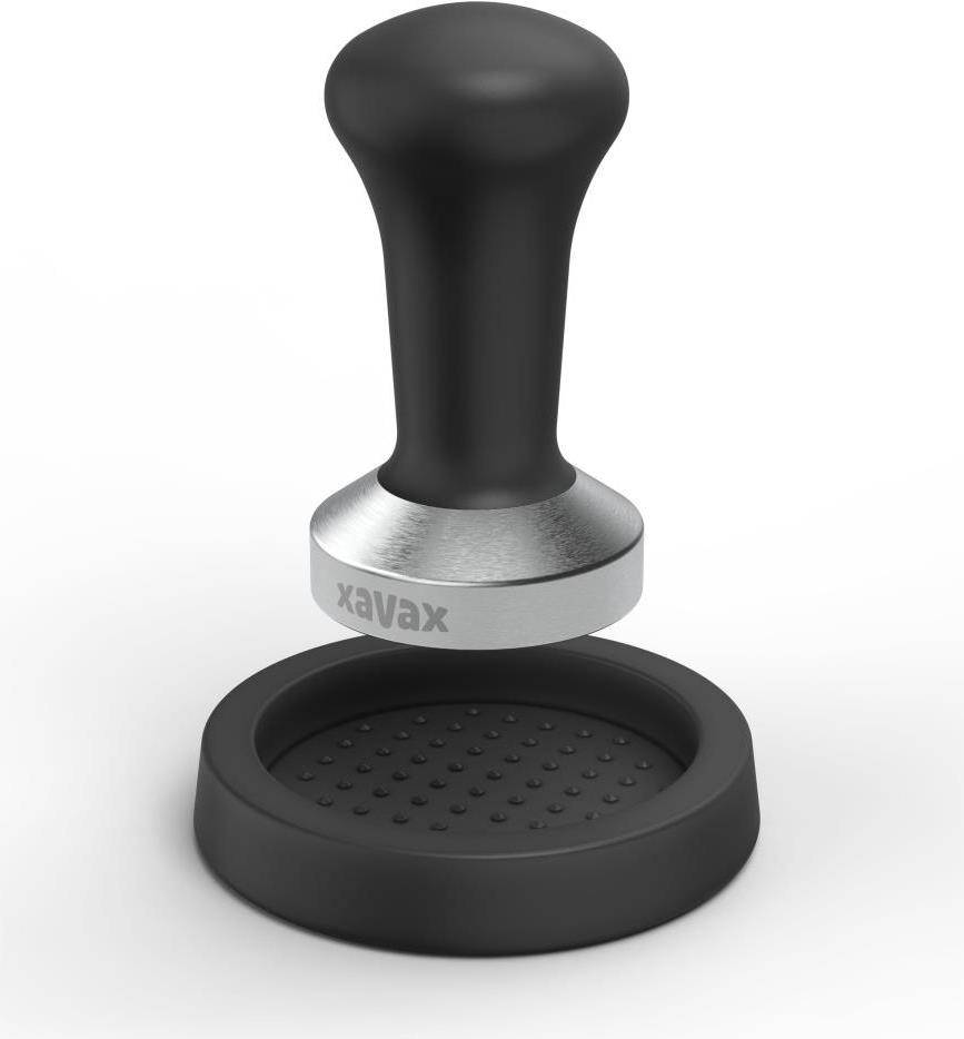 Xavax Tamping-Set, Tamper 51 mm, Edelstahl, mit Tampermatte, rutschfest, Schwarz (00111276)