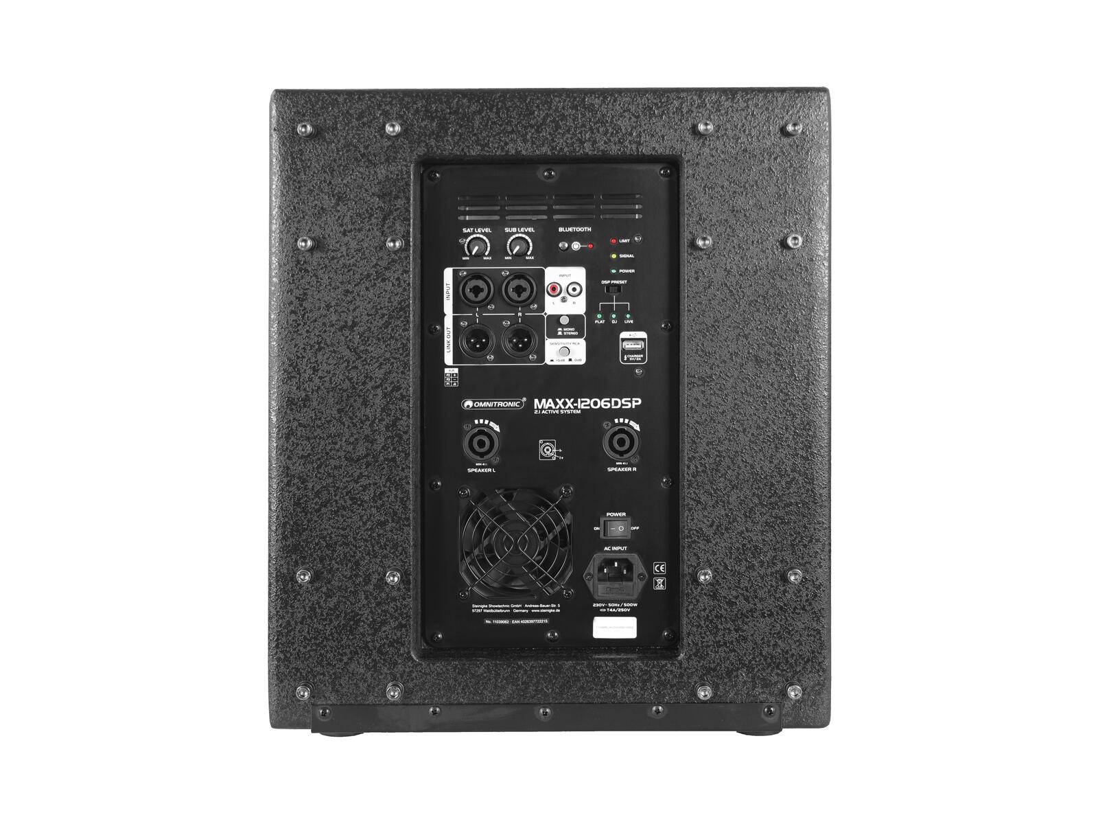 OMNITRONIC MAXX-1206DSP 2.1 Aktiv-Subwoofer 12 Zoll