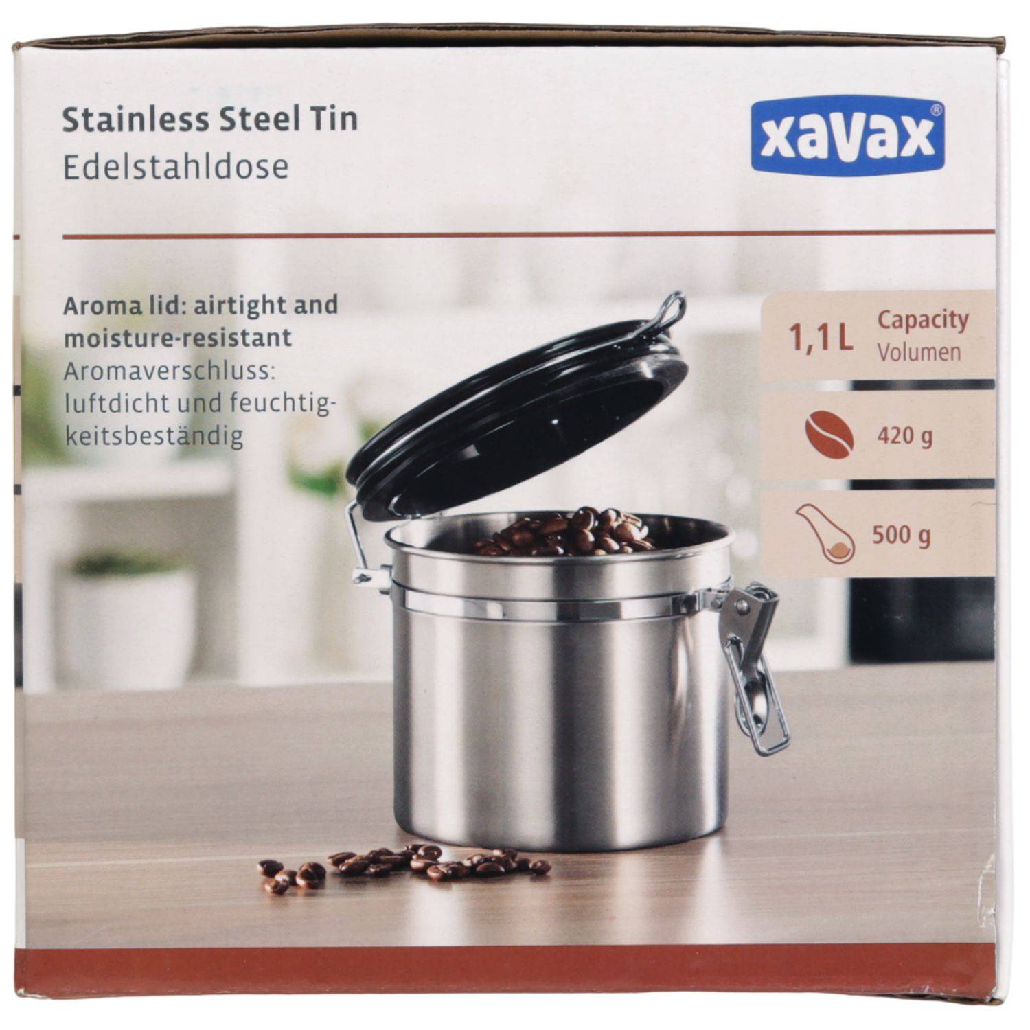 Kaffeedose Edelstahl 500g Volumen Behälter
