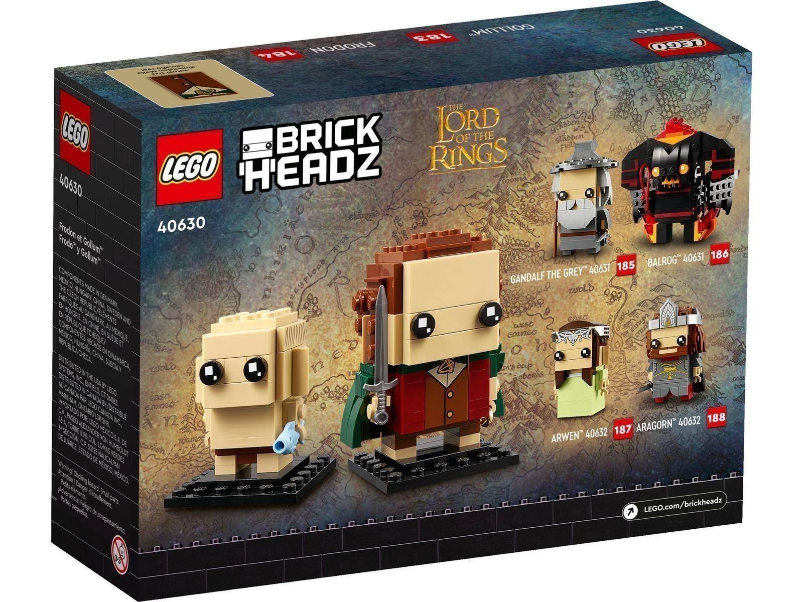 LEGO BrickHeadz „Der Herr der Ringe" Set-Schachtel mit konstruierbaren Figuren von Gandalf der Graue, Aragorn, Arwen und Frodo