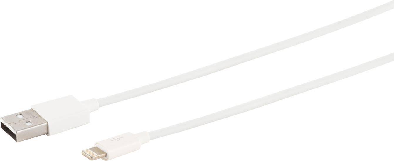 S/CONN maximum connectivity USB Lade-Sync Kabel, USB A Stecker auf 8-Pin Stecker, 2.0, ABS, weiß, 1,0m (14-12041)