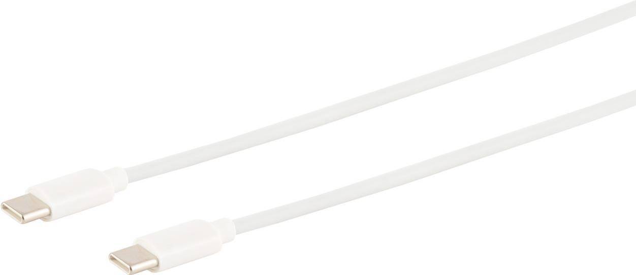 S/CONN maximum connectivity USB Lade-Sync Kabel, USB C Stecker auf USB-C Stecker, 2.0, ABS, weiß, 1,5m (14-12052)