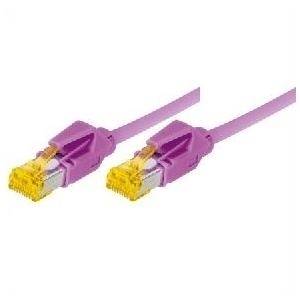 Patchkabel S/FTP, PiMF, Cat 6a, erikaviolett, 0,5 m Für 10 Gigabit/s, halogenfrei, mit Draka-Kabel und Hirosesteckern